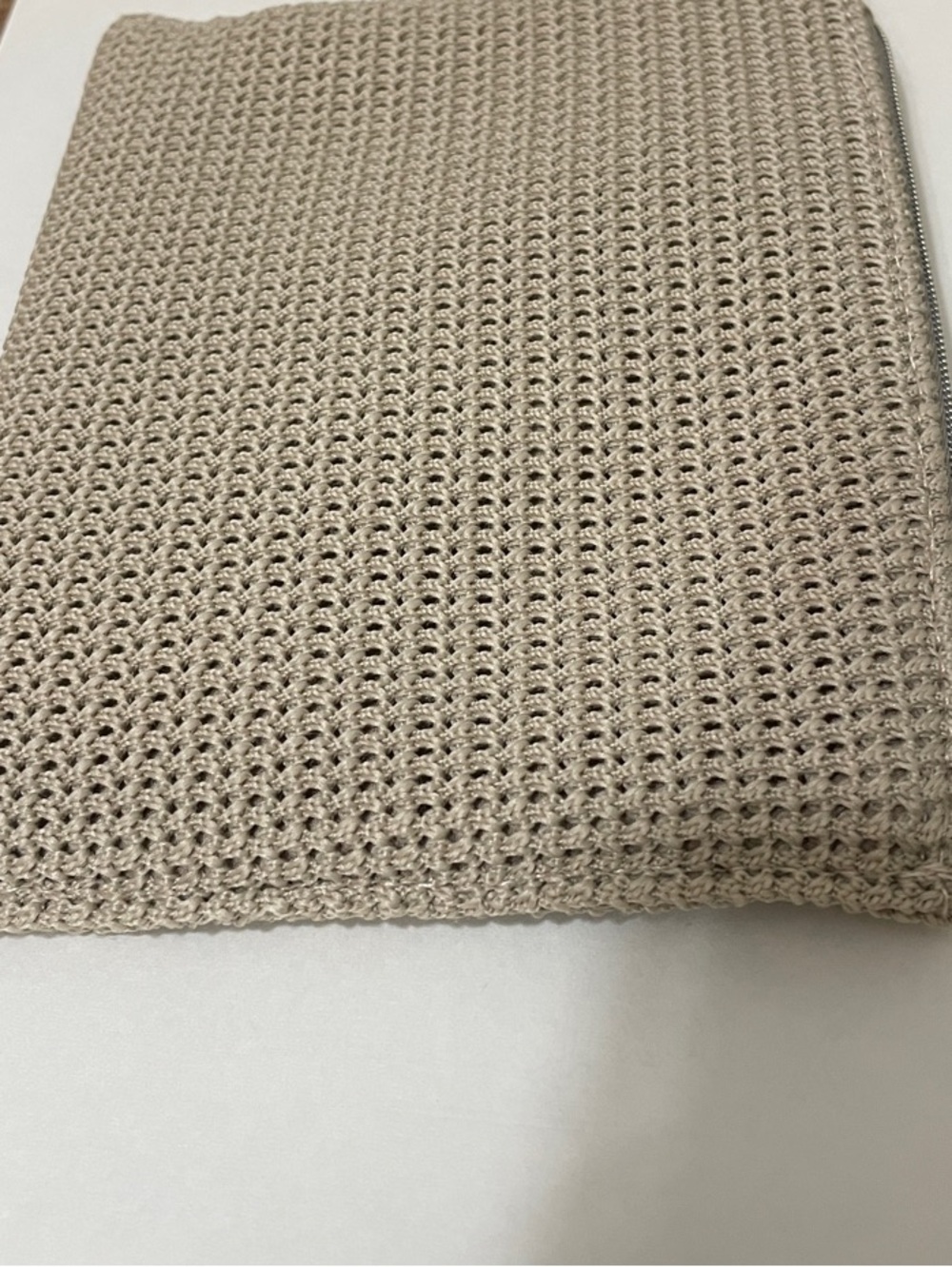 Yves Saint Laurent Beige Knit Pouch with Gold Plaque - Picture 6 of 9